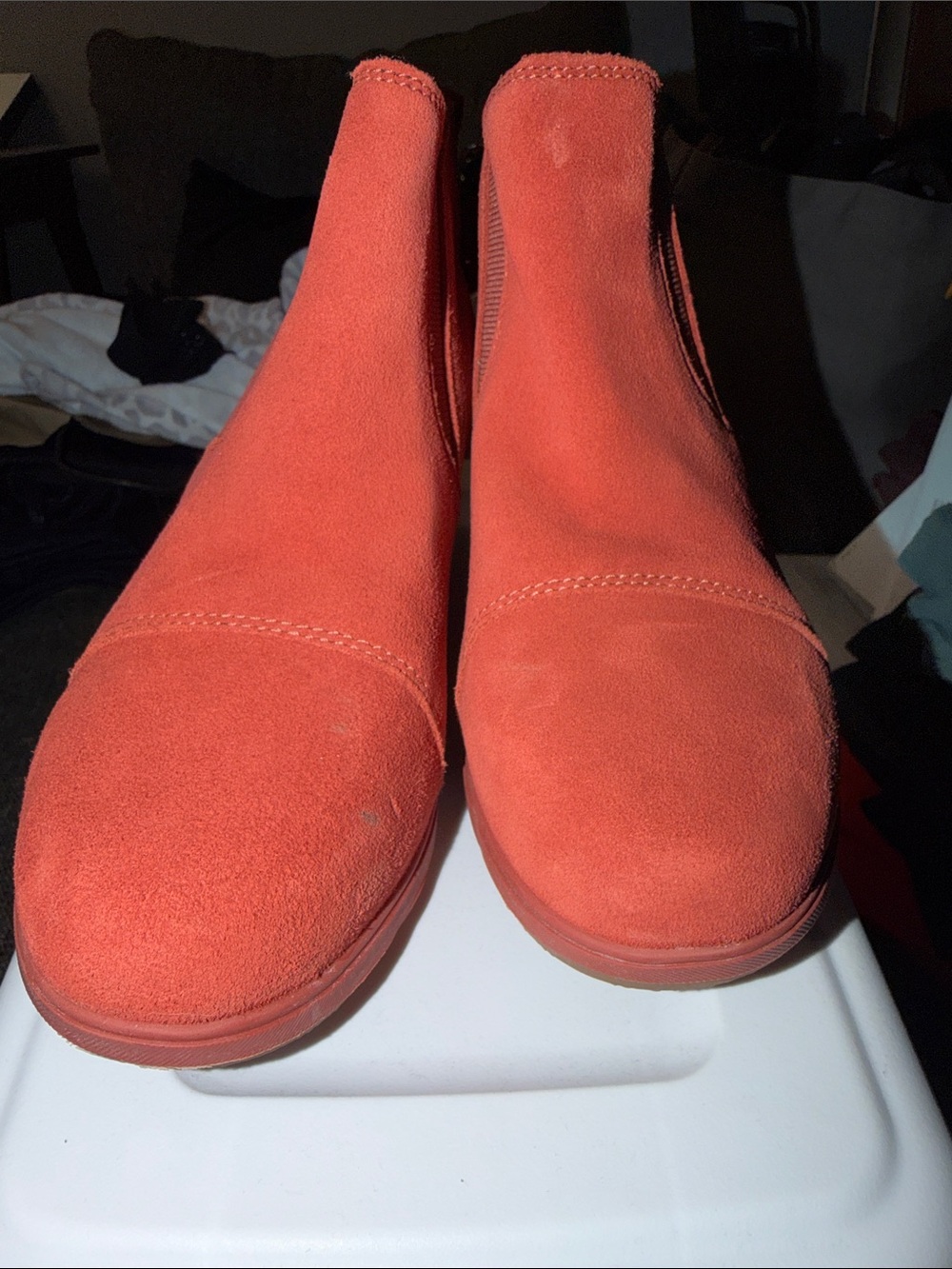 SOREL Women's Suede Wedge Booties in Coral